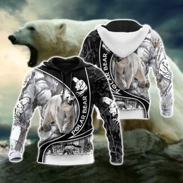 Men's Hoodies & Sweatshirts Polar Bear Hunting 3D All Over Printed Mens Autumn Sweatshirt Unisex Streetwear Casual Zip Jacket Pullover KJ489