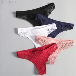 3 pcs/lots Sexy Thongs Seamless Briefs Wire Cotton Underwear Sports Intimate Panty S-XL Six Color L220801