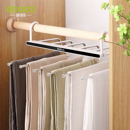 ECOCO Folding Pant Hanger Multi-functional Pants Rack Stainless Steel Folding Clothes Hanger Portable Save Space Trouser 220408