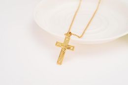 Pendant Necklaces 18 K Solid Gold G/F Cross Wholesale Crucifix Heart Jewellery Fashion Jesus Decoration Dress