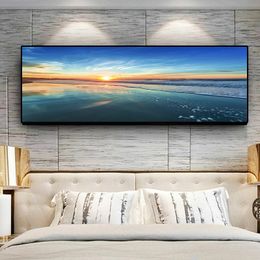 Sky Clouds Sunsets Natural Sea Beach Panorama Landscape Canvas Painting Cuadros Posters and Prints Wall Picture for Living Room