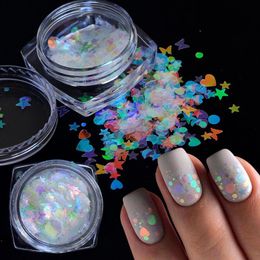 Nail Glitter Box Mixed Design Mermaid Flakes Butterfly Star Round Shape Paillette Art Polish Holographic Decor 839NS001Nail