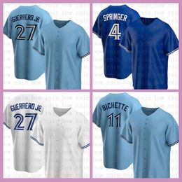 Blue 2022 Jays Vladimir Guerrero Jr. Baseball Jersey Bo Bichette George Springer Yusei Kikuchi Cavan Biggio Randal Grichuk Nate Pearson Hyun-Jin Ryu Alejandro Kirk