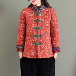 Ethnic Clothing Traditional Chinese Style Clothes For Women Vintage Button Cotton Coat 2022 Winter Ladies Slim Fit Jacket Tops Hanfu Female