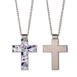 Fashion DIY sublimation blank mens necklace silver cross necklace designer Jewellery women man chain party Photo Frame Pendant for Couples Woman Necklaces Gift