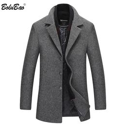 BOLUBAO Winter Men Wool Blend Coat Fashion Brand Men s High Quality Business Wool Coats Casual Wool Overcoat MaleWith Scarf LJ201110