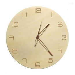 Wall Clocks Natural Rustic Art Decorative Clock Simple Arabic Numbers With Wood Hand Non-Ticking Quartz Minimalist Design ClockWall