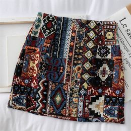 HELIAR Boho Patchwork Partern Skirts Women A-line National Spring Mini Wide Leg BOHO Vintage For 220317