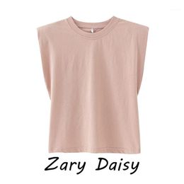 Zary Daisy's Women's Dress Is A Sleeveless T-shirt With Shoulder Padded European And American Style