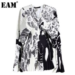 Women Pattern Printed Big Size Blouse New VcollarLong Sleeve Loose Fit Shirt Fashion Spring Autumn 1W32609 201201