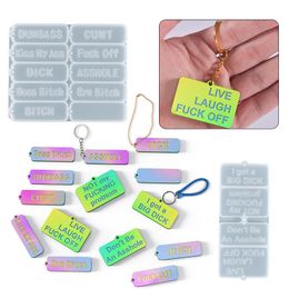 Swear Word Keychain Mould Funny Pendant Silicone Resin Casting Mould for DIY Jewlery Pendant Luggage Tag