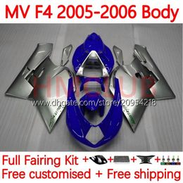 Bodys kit For MV Agusta F4 R312 750S 750 1000 R CC S 1000CC 05-06 Bodywork 154No.58 312 1078 S 1+1 312R 750R 1000R Cowling 2005 2006 MA MV F4 05 06 OEM Fairings Silvery blue