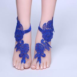 Anklets 2022 Foot Chain Lace Ankle Bracelet Bridal Beach Wedding Barefoot Sandals Women Blue Roya22