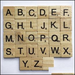 Other Home Decor Garden Wooden 100 Pcs Alphabet Scrabble Tiles Black Letters Numbers Crafts Figurines Drop Delivery 2021 Hkfpx