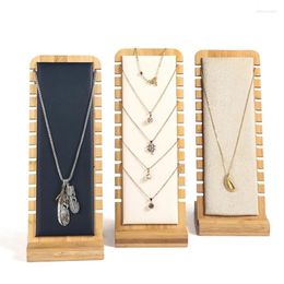 Jewelry Pouches Bags Square Bamboo Display Stand Necklace Wooden Multiple Easel Showcase Holder For Necklaces Edwi22