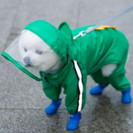 Dog Apparel Cute Waterproof Raincoat With Hood Poncho And Reflective Stripe Lightweight Breathable Pet Rain Jacket Puppy ClothesDog