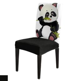 bamboo chairs Australia - Chair Covers Animal Cute Panda Bamboo Cover Spandex Elastic For Wedding El Kitchen Dinning DecorChair