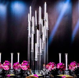 New wedding Party Decoration Centrepiece tall acrylic tubes candle holders crystal hurricane candelabra for table stand with lampshade