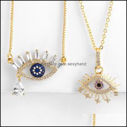 Pendant Necklaces Pendants Jewellery Turkish Evil Eye Necklace Gold Cubic Zirconia Greek Blue For Women Men Fashion 3502 Q2 Drop Delivery 20