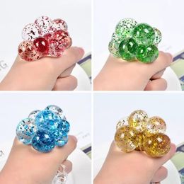 US Stock 5CM Party Favour Colourful Mesh Squishy Grape Ball Fidget Toy Anti Stress Pressure Balls Squeeze Toys Decompression Anxiety Reliever DHL