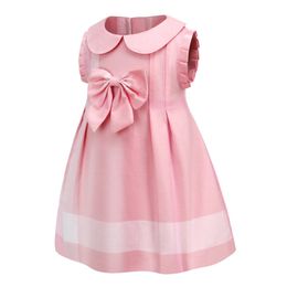 Childrens Designer Clothing Girl's Dresses Kids Casual Suit Classic Striped Bow Summer Fashion Cloth 1452 E3