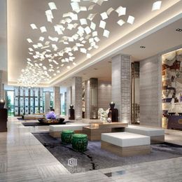 Pendant Lamps Literary Book Page Creative Glass Chandelier El Lobby Art Light Sales Centre Club Hall Tile