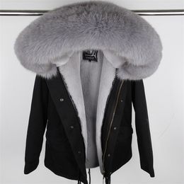 MAO MAO KONG 100% Real Raccoon Fur Collar winter fur coat Women camouflage black parkas & cotton faux fur lining coat jacket 201210