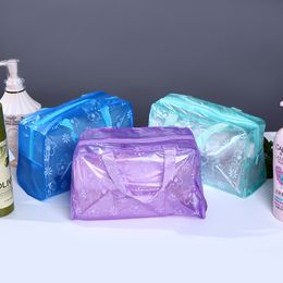 DHL100pcs Cosmetic Bags Women PVC Floral Prints Large Capacity Travel Wash Bag Mix Color