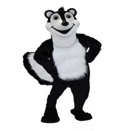 Long Fur Black And White Mephitis Mascot Costume Cartoon Animals Puppet Clothing