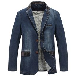 Mens Fashion Denim Jacket Casual Long 100% Cotton Male Jeans Coat Autumn Spring High Quality Windbreakers M-4XL 201128