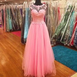 Newest Sleeveless Bridesmaid Dresses Lace Applique Scoop Neck Tulle Floor Length Formal Evening Wear Maid of Honour Gown Custom Made