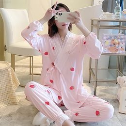 Sleep Lounge 100 Cotton Maternity Nursing Nightwear Breastfeeding Paja J220823