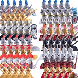 Mediaeval Military Sets Figures Building Blocks Helmets Soldier Parts Knight Weapons Roman Sword Accessories Toys for Children 220414