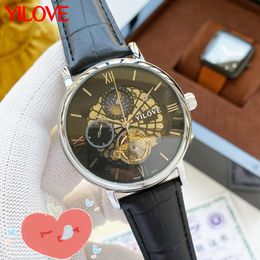 Leather Wristband Pin Buckle Men's Watch Circular Classic Case Design Timing Clock Calendar Sapphire Luminous Outdoor Waterproof Sports Wristwatch