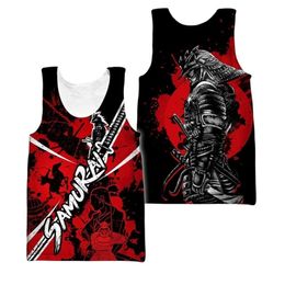 CLOOCL Samurai Armour Oni Mask Tattoo Vest 3D Printed Men Tank Tops Harajuku Fashion Sleeveless Shirt Harajuku Unisex Tank-top 220627