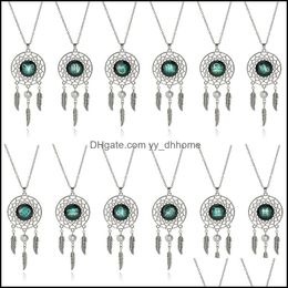 Pendant Necklaces Pendants Jewellery Long Chains Dream Catcher Necklace Handmade Bohemia 12 Zodiac Women Jewely Gift Drop Delivery 2021 Nlrp