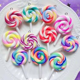 Charms 10pcs Cute Lollipops Pretend Play Food Pendants Crafts DIY Handmade Jewellery For Earring Necklace KeychainCharms