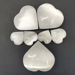 Decorative Objects & Figurines Natural Crystal Folk Crafts 40mm 60mm 80mm Worry Healing Stone Selenite Love Heart For Home Decoration FGHDec