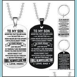 Pendant Necklaces Necklace To My Son Stainless Steel Military Tag Keychain Home Jewelry Black Dog Drop Delivery 2021 Pendants Sexyhanz Dhbcl