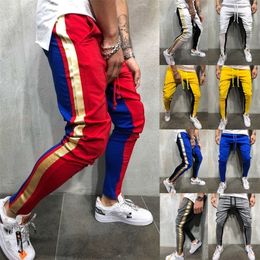 Autumn Men Slim Fit Trousers Tracksuit Bottoms Stiped Skinny Joggers Long Sweat Pants 220621