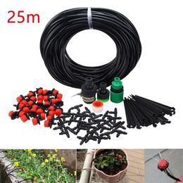 25m Micro Drip Irrigation System Plant Self Watering Garden Hose Kit Dripper Automatic Watering System Kits Spray Cooling System T200530