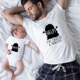 1PC Father and Son Daughter Matching Clothes Funny Family Matching T Shirts Summer Cotton Baby Bodysuits Kids Tops Clothes 220531