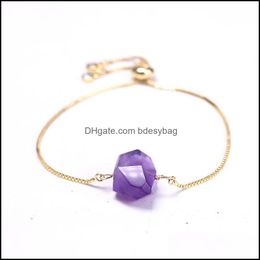 Charm Bracelets Jewelry Natural Rough Amazonite Quartz Mineral Healing Calm Energy Precious Stone Adjustable Dhwl5