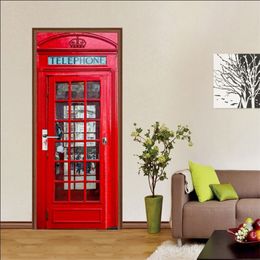 New Wall Decals Mural 3D Step Telephone Booth Door Sticker DIY Selfadhesive Waterproof Poster For Print Art Picture Home Decor T200610