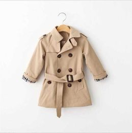 Fashion Boys Girls red trench coat Long Style Tench Coats Fall Winter Children Plaid Double-Breasted Jackets Kids Boy Outwear 1-12 Years