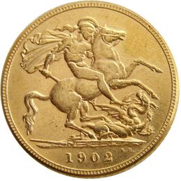 RARE (1902-1910) 9pcs Date For Chose KING EDWARD VII MATT PROOF Craft GOLD PLATED 1 SOVEREIGN (1LSD) COPY COINS Promotion Factory Price nice home Accessories