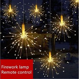 120leds Fireworks Garland Lights Remote Control Warm White Fairy Bar Party Christmas Year Wedding Decorative Y201020