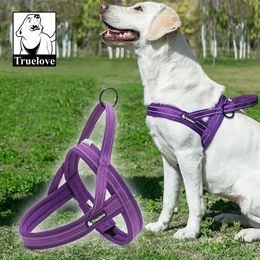 Truelove Soft Mesh Padded Nylon Dog Vest Reflective Security Dog Collar Easy Put On Pet Dog Car Belt 201101