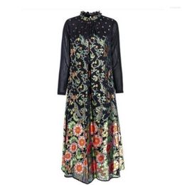 Casual Dresses 2022 Spring Silk Long Luxurious Vestidos Pastel Elegant Trendy Ukraine Retro Floral Print Korean Plus Size Dresswomen