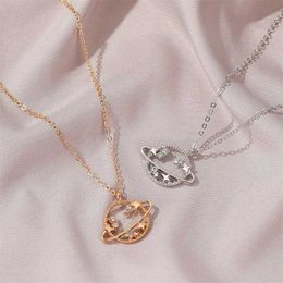Hollow Planet New Fashion Korean Universe Pendant Necklace For Women Charm Choker Neck Chain Wedding Jewelry Girls Gift